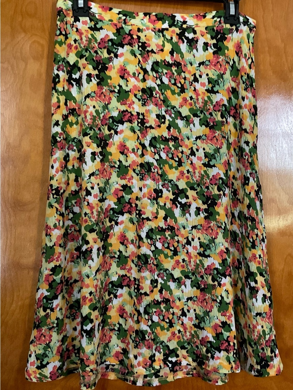 Jaclyn Smith Yellow, Green & Pink Floral A-Line Skirt